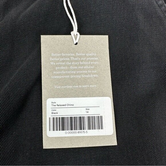 Everlane Women’s NWT Muted Black The Tencel Relaxed Chino Luxury Pant 14/W35/L28 - Picture 6 of 12